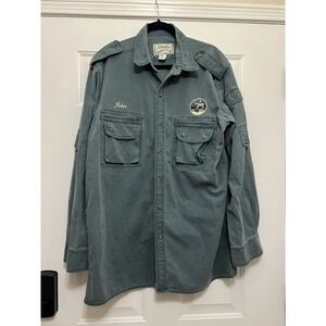 Vtg Cabela's Outdoor Button Down Shirt Green "John" Hunting Fishing XL Safari